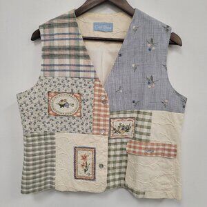 Vintage Ciel Bleu Womens Embroidered Cottagecore Vest Size XL Prairie Country